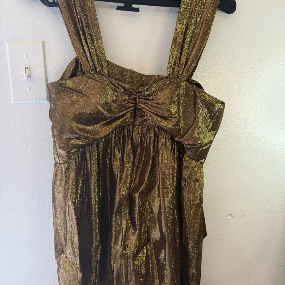 Shimmering Gold Dress with Elegant Bow - Picture 3 of 6